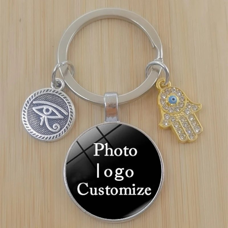 Красивый круглый стеклянный кабошон с изображением синего сглаза для