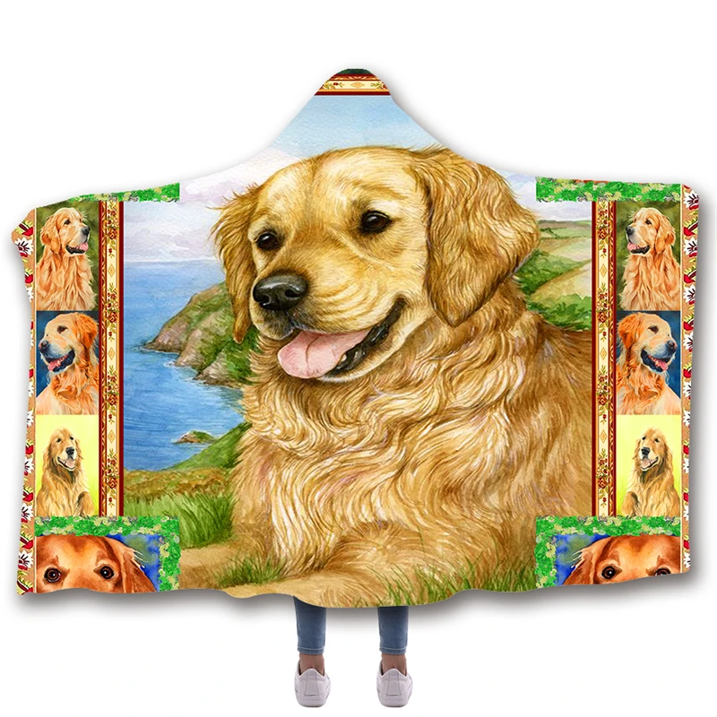 Одеяло с капюшоном и принтом животных для домашних Флисовое одеяло s броски
