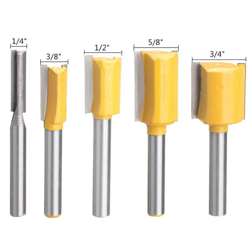 5 шт. 1/4 &quotхвостовик прямой маршрутизатор Набор бит 1/4&quot 3/8 &quot1/2&quot 5/8 &quot3/4&quot