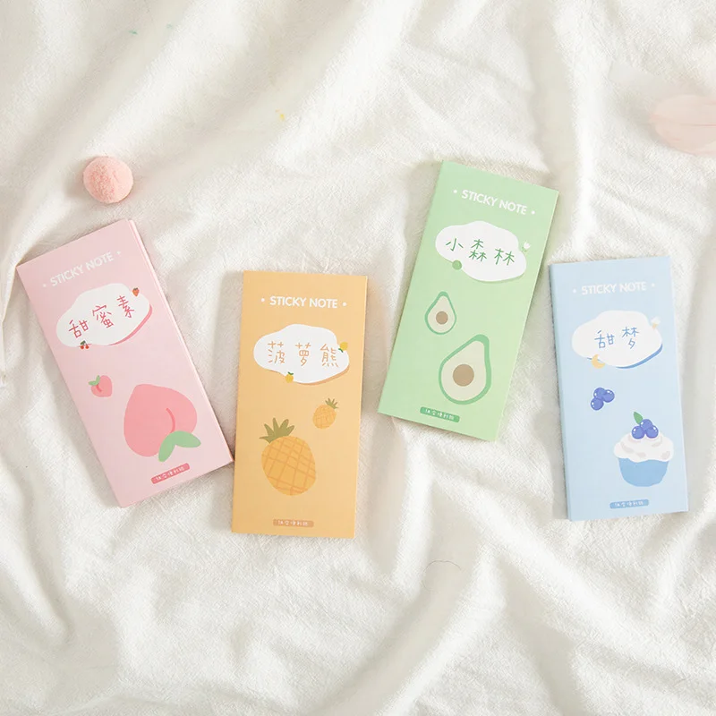 Милые Складные липкие нотки Kawaii фруктовые блокноты для записей наклейки детей