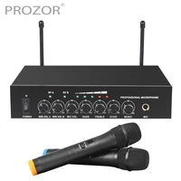 prozor wireless microphone with treble echo bass bluetooth compatible dual cordless uhf microphone system for dj amplifiers