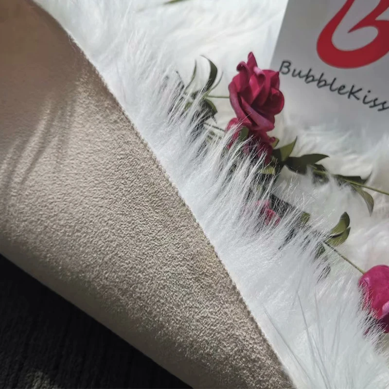 Роскошный прямоугольный мягкий пушистый коврик из искусственной овечьей шерсти