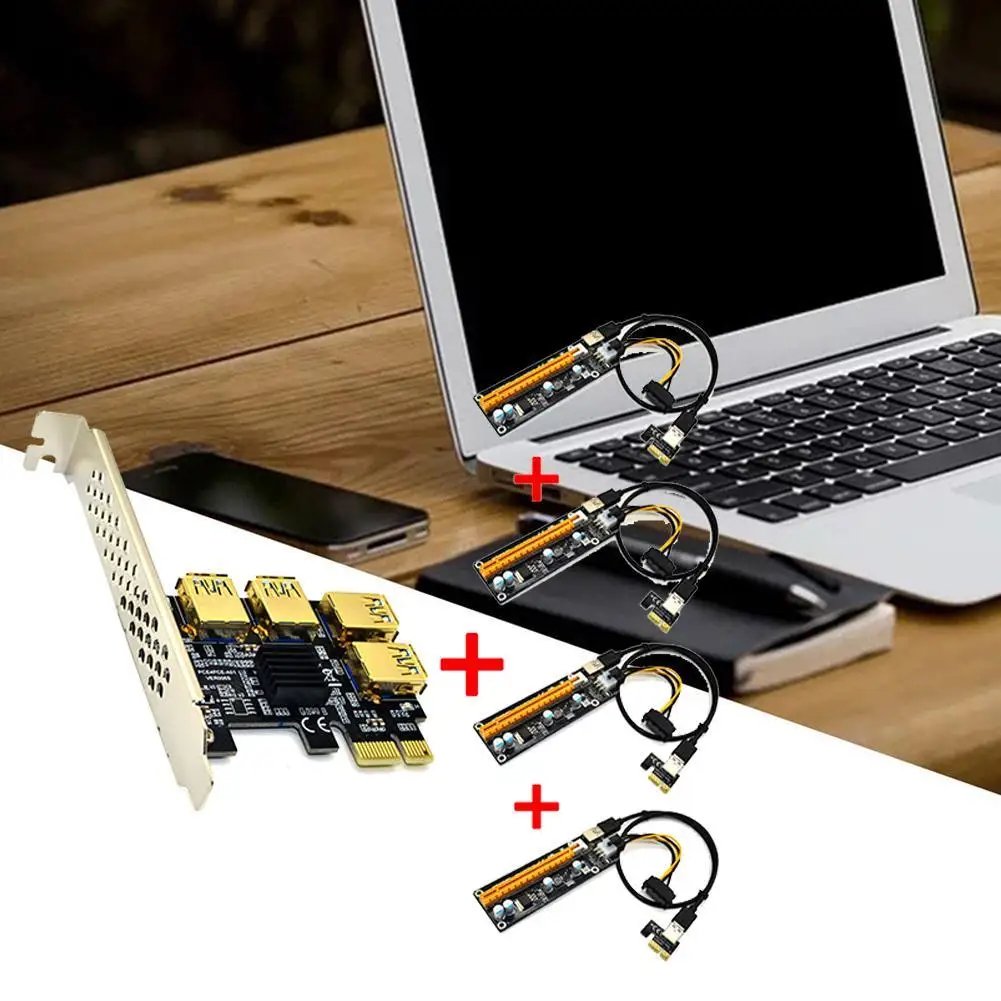 

Riser Usb 3.0 Pci-E Express 1x Naar 16x Riser Card Adapter Pcie 1 Naar 4 Slot Pcie Port Multiplier Card voor Rabbet GPU Riser