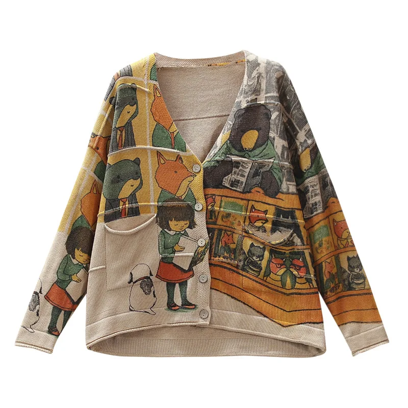 Осенний свитер куртки женские свободные трикотажные повседневные топы пальто 2019