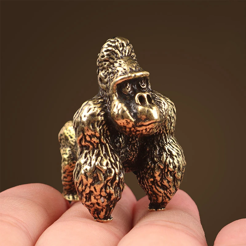 

Retro Copper King Kong Gorilla Statue Small Tea Pet Ornaments Orangutan Sculptures Figurines Decor Handicrafts Christmas Gifts