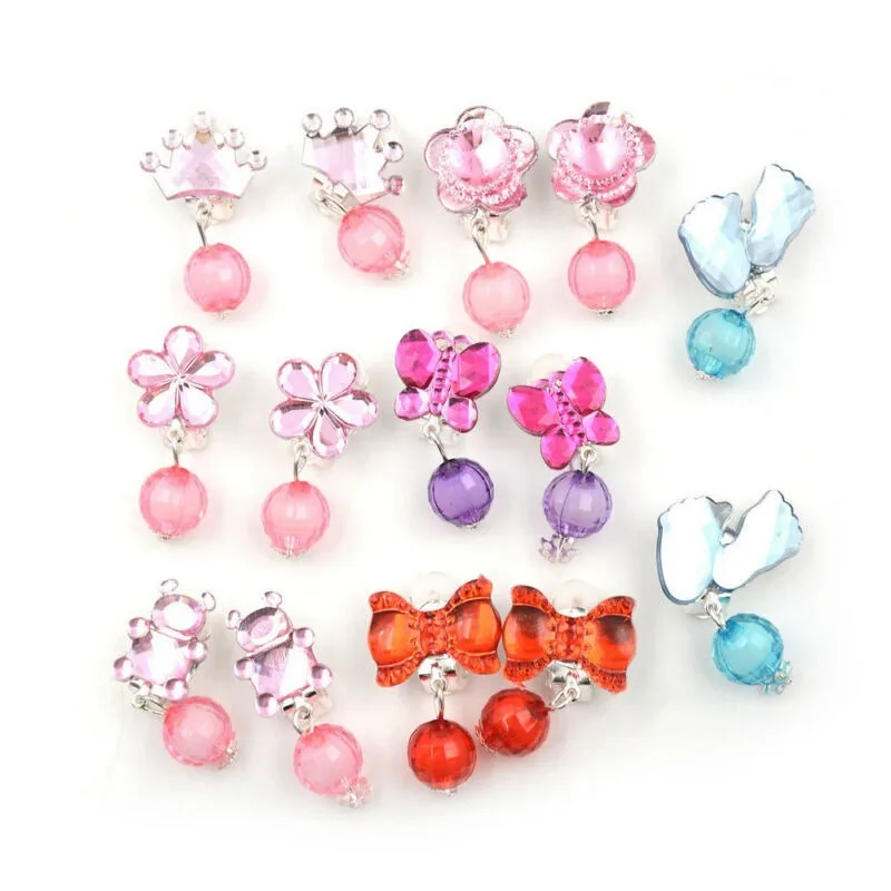 

7Pairs/Box Lovely Earrings Clip-On No Pierced Pendant Design For Children Kid