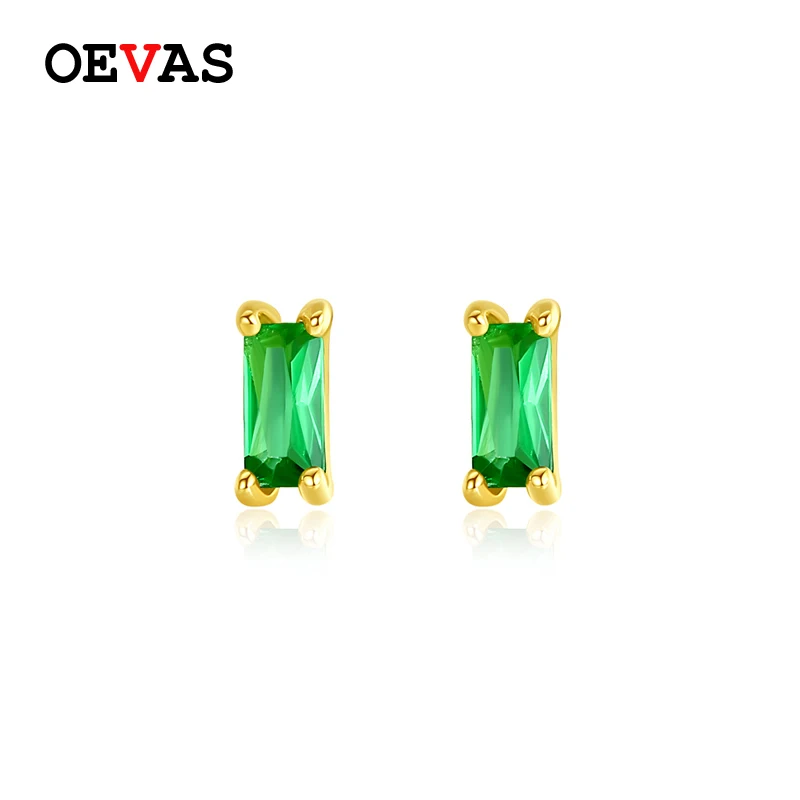 OEVAS реального золотое ожерелье 14K серьги со шпилькой для женщин свежий зеленый