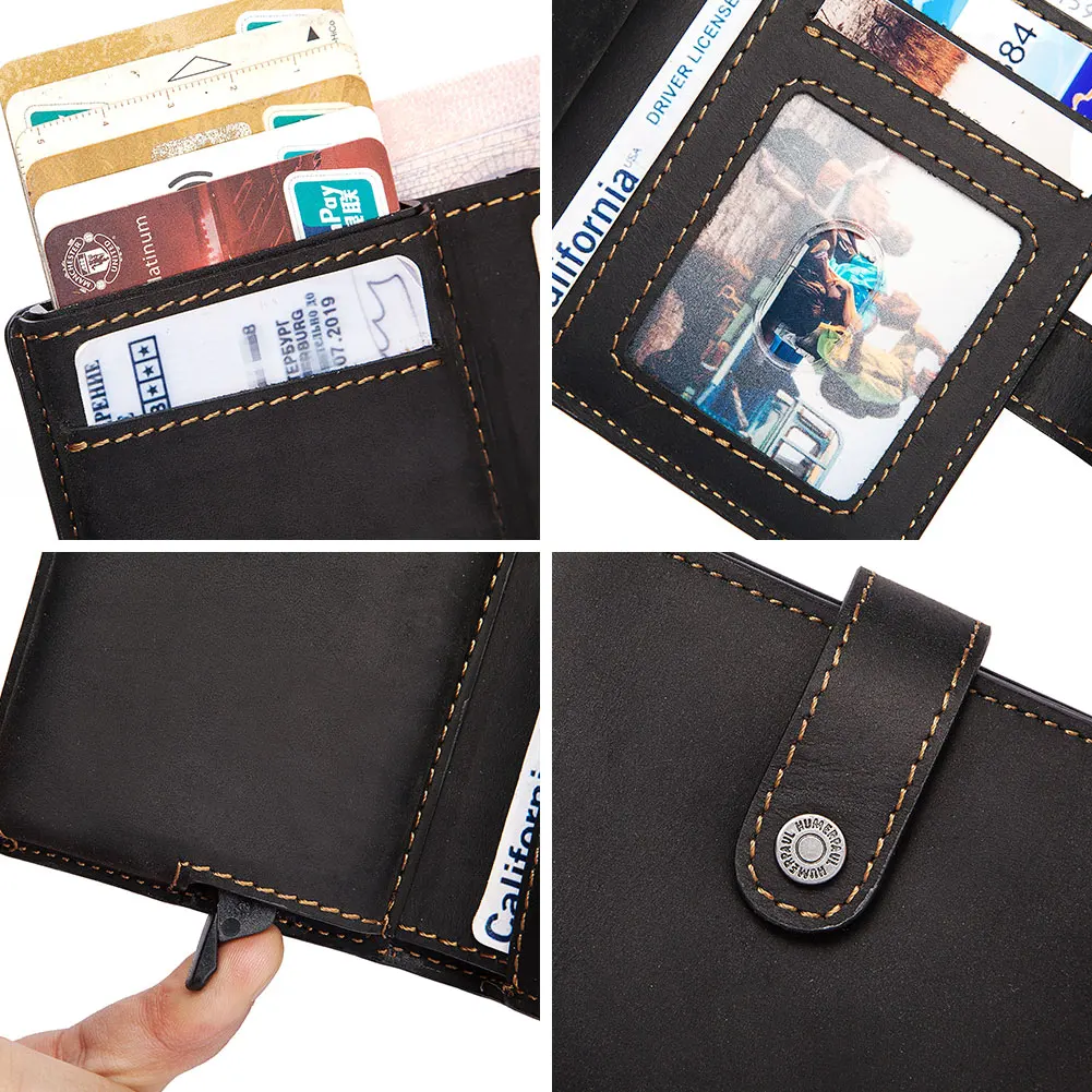 Genuine Leather Men Wallet Travel Credit Card Holder Credential Luxury Purse Clutch Business Money Bag Small Coin Male Walet images - 6