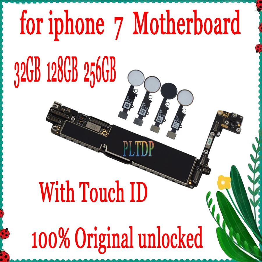32G 128G 256G для iPhone 7 материнская плата с/без сканера отпечатков пальцев 100%