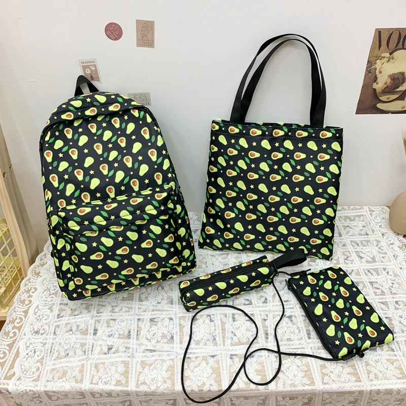 

4 In 1 Water Proof Backpack School Backpack Bags for Teenage Girl 2022 Fashion Women Bookbags 4 Piece Set Student Schoolbag