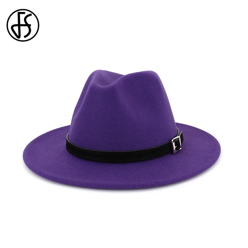 Женская фетровая шляпа FS винтажная шерстяная с широкими полями и пряжкой на