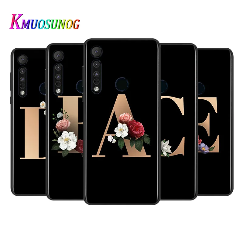 Чехол для телефона с цветочным алфавитом Motorola G Stylus 5G G8 G9 Play Power Lite One Huper Marco Fusion