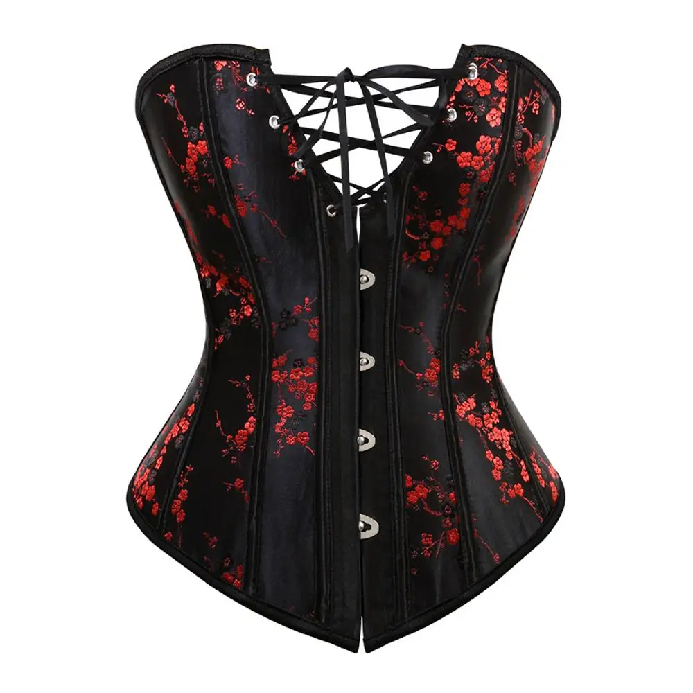 

women bustier corset top flower print brocade plus size corset overbust cheap bridal red corselet burlesque sexy lingerie korse