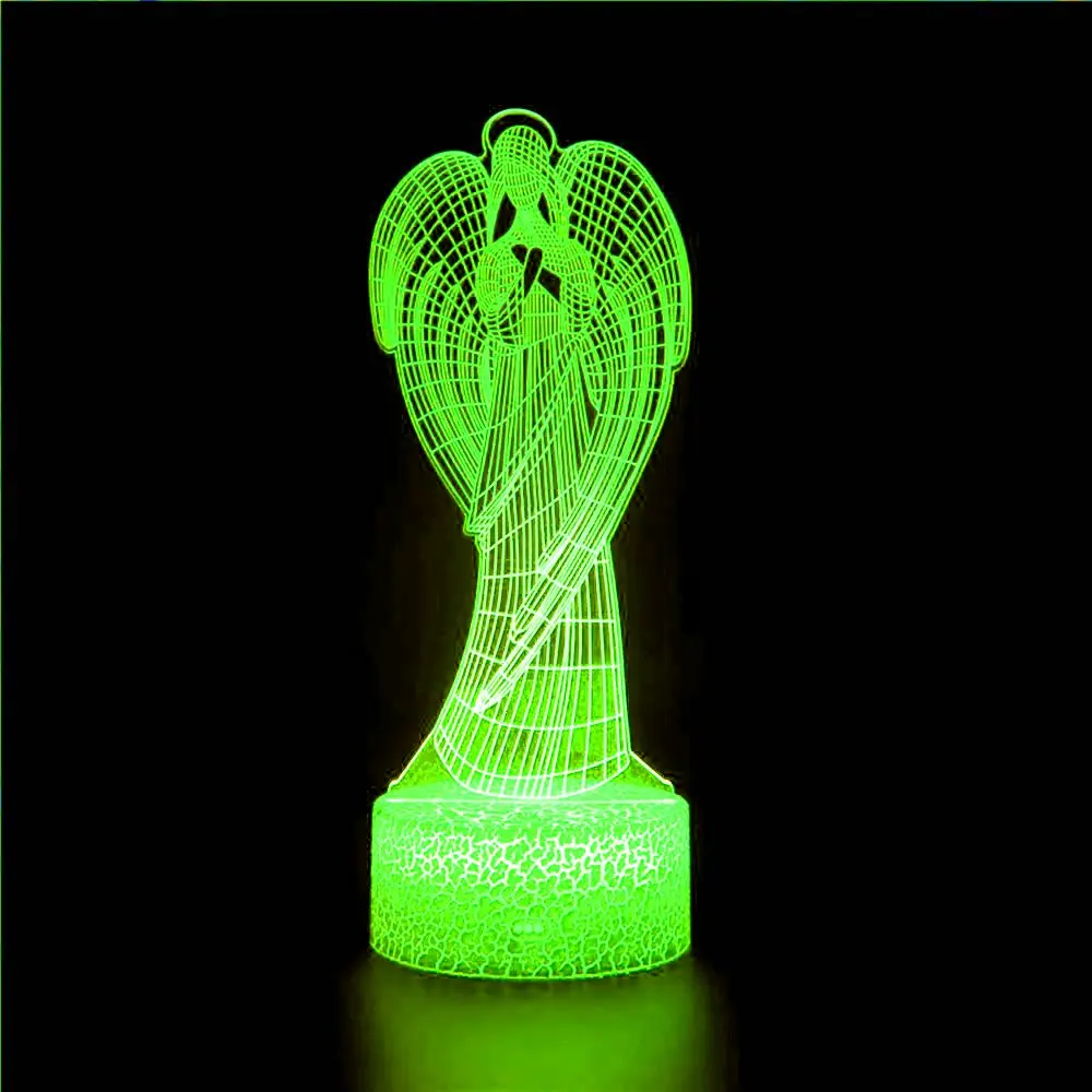 

Acrylic 3D Illusion Led Night Light Angel Character Statue Architectural Model Usb Night Light Baby Children's Room Decoration