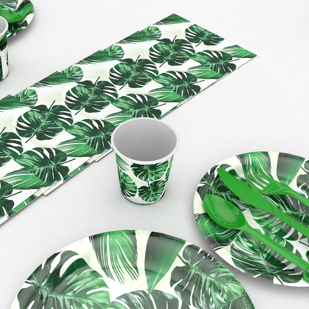 

Hawaii Party Turtle Leaf Disposable Tableware Turtle Leaf Plates Cups Napkins Jungle Safari Happy Birthday Party Decor Kids Boy