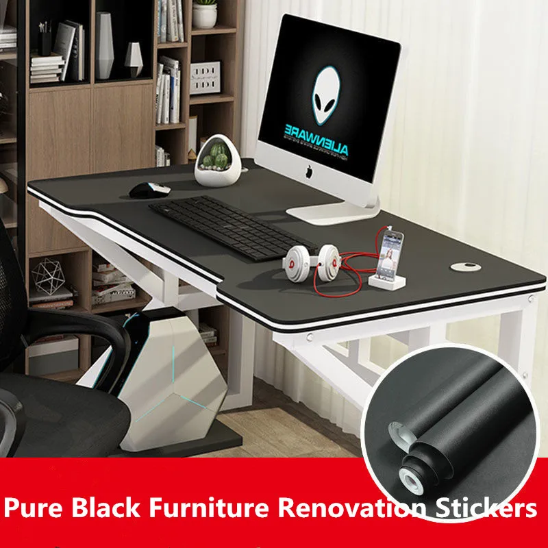 Самоклеящиеся обои матовая пленка чистого черного цвета для обновления мебели и