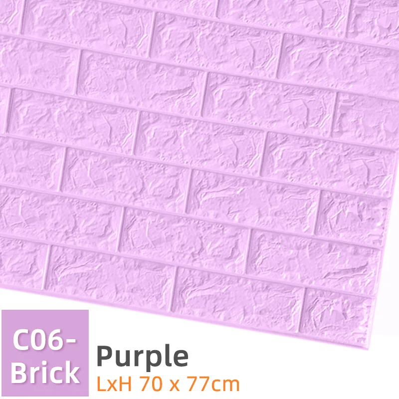 C06-Brick-Purple Kaguyahime Самоклеящиеся 3D наклейки на стену водонепроницаемые DIY Пена кирпичная настенная бумага ТВ фон Декор мраморная настенная бумага красочный кирпич - Цвет: C06-Brick-Purple