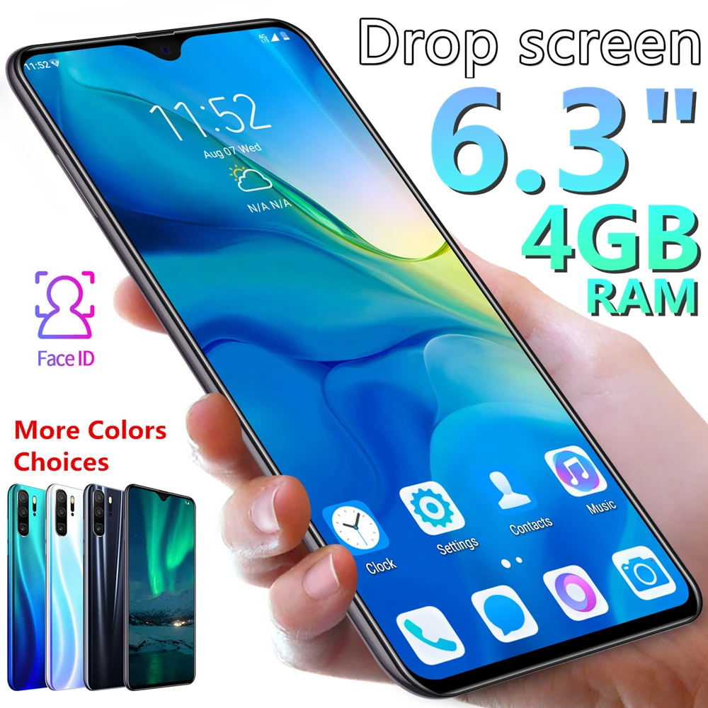 Оригинальные мобильные телефоны Android A5 Pro, 4 грамма+ 64 грома, 6,3 дюйма, капли воды, 720*1520, 13 МП, мобильные телефоны, разблокировка лица, смартфоны