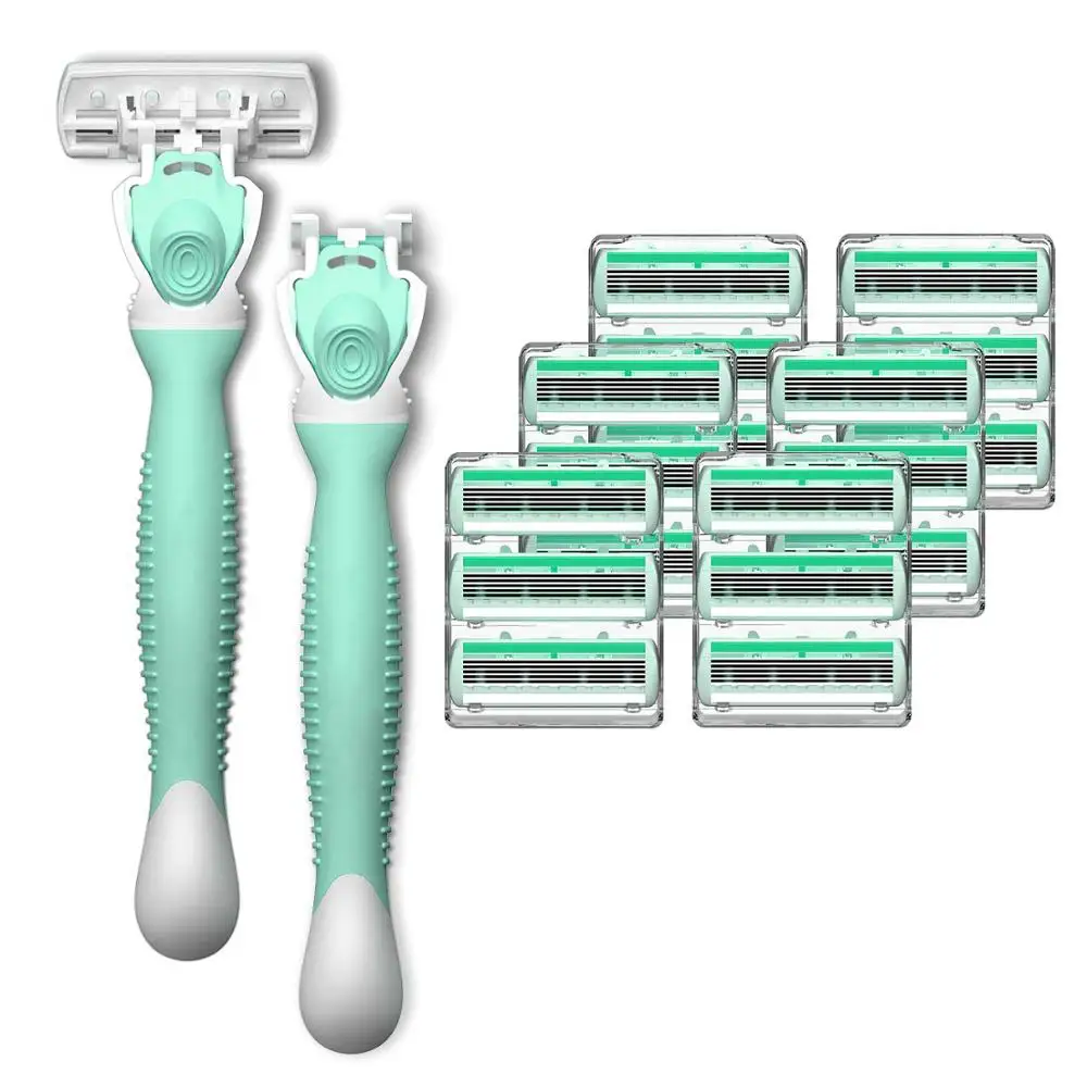 Бритвы для бритья женщин система с 6 лезвиями Женская бритва 2 ручками и 19