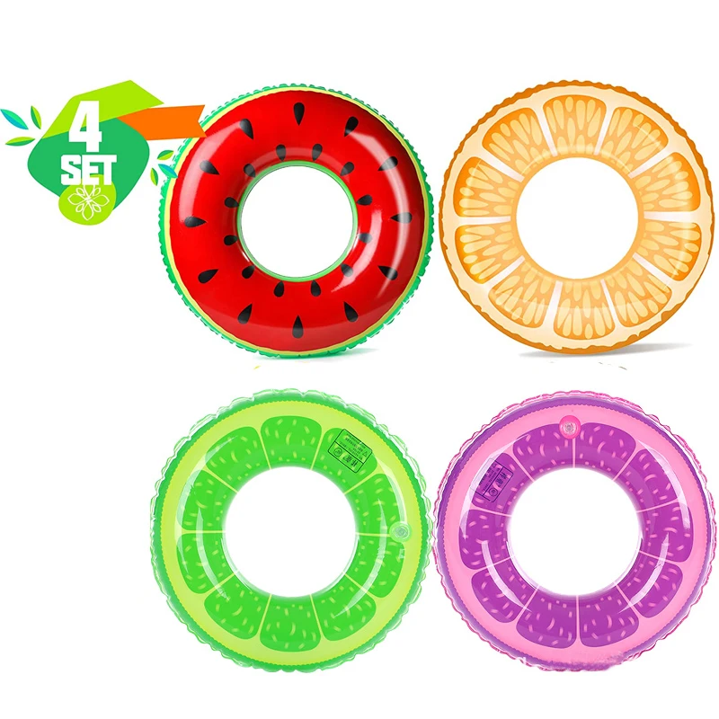 

4 шт бассейна с фруктовым принтом поплавки арбуз оранжевый лимон плавающие кольца надувные трубы Веселые водные игрушки для детей для взрос...