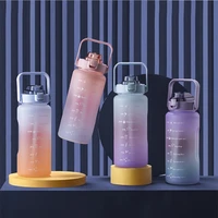 fashion gallon water bottle 2l outdoor gym bottles fitness sports bpa free large capacity jug with straw and motivational time