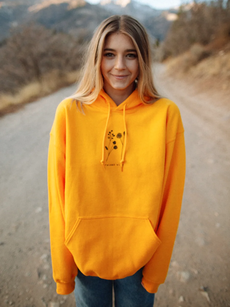 

RAISED WILD HOODIE flowers graphic women fashion pure cotton quote slogan gift warmer cute kawaii cute pullovers youngs tops