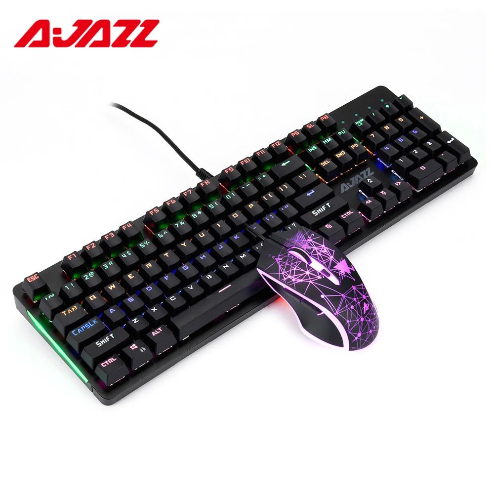 AJAZZ механическая клавиатура и мышь Combo N Key rolllover красный переключатель Проводная