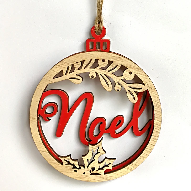 3 Pcs/Set Wooden Christmas 3D Small Pendants Letters Ornaments Xmas Tree DIY Crafts Party Home Bulb Decorations Children Gift | Дом и сад