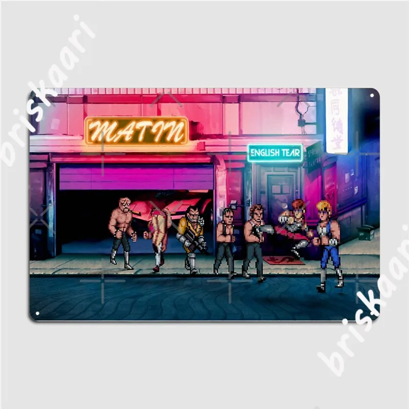 Двойной дракон пиксель искусство металлические знаки кинотеатр гараж