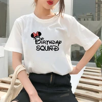 birthday squad mickey mouse womens t shirts korean style summer clothing 2021 disney casual short sleeve ropa mujer hipster
