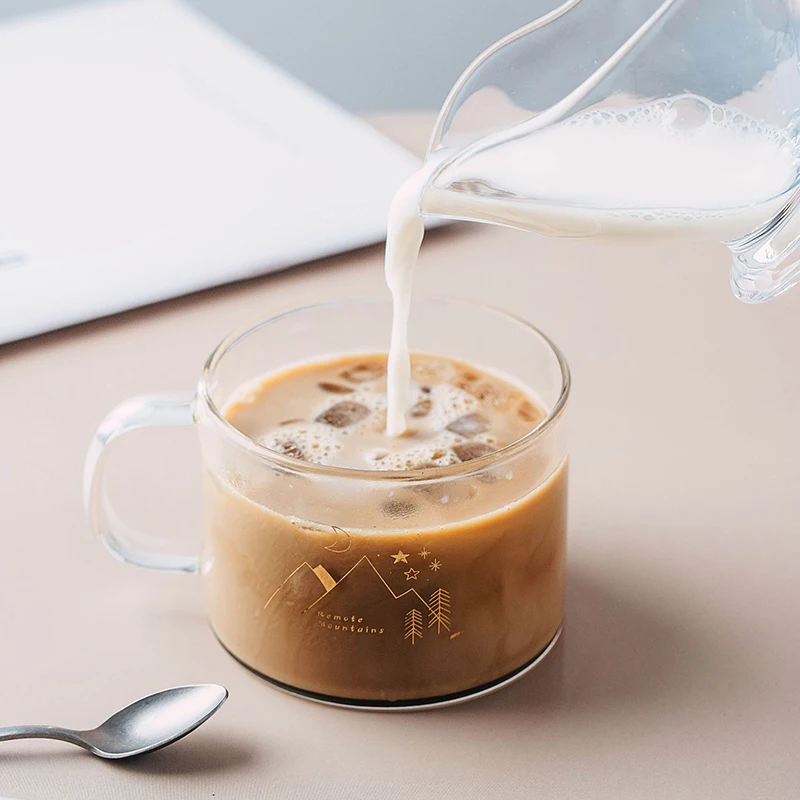 

1 PCS Household Large-Capacity Transparent Water Cup Milk Breakfast Cup With Handle Glass 500ml