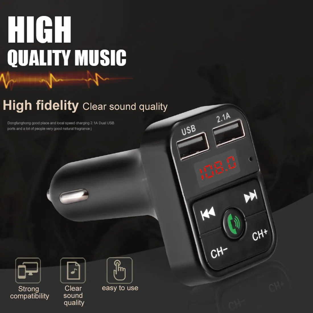 Автомобильный Bluetooth FM передатчик беспроводной приемник авто светодиодный MP3