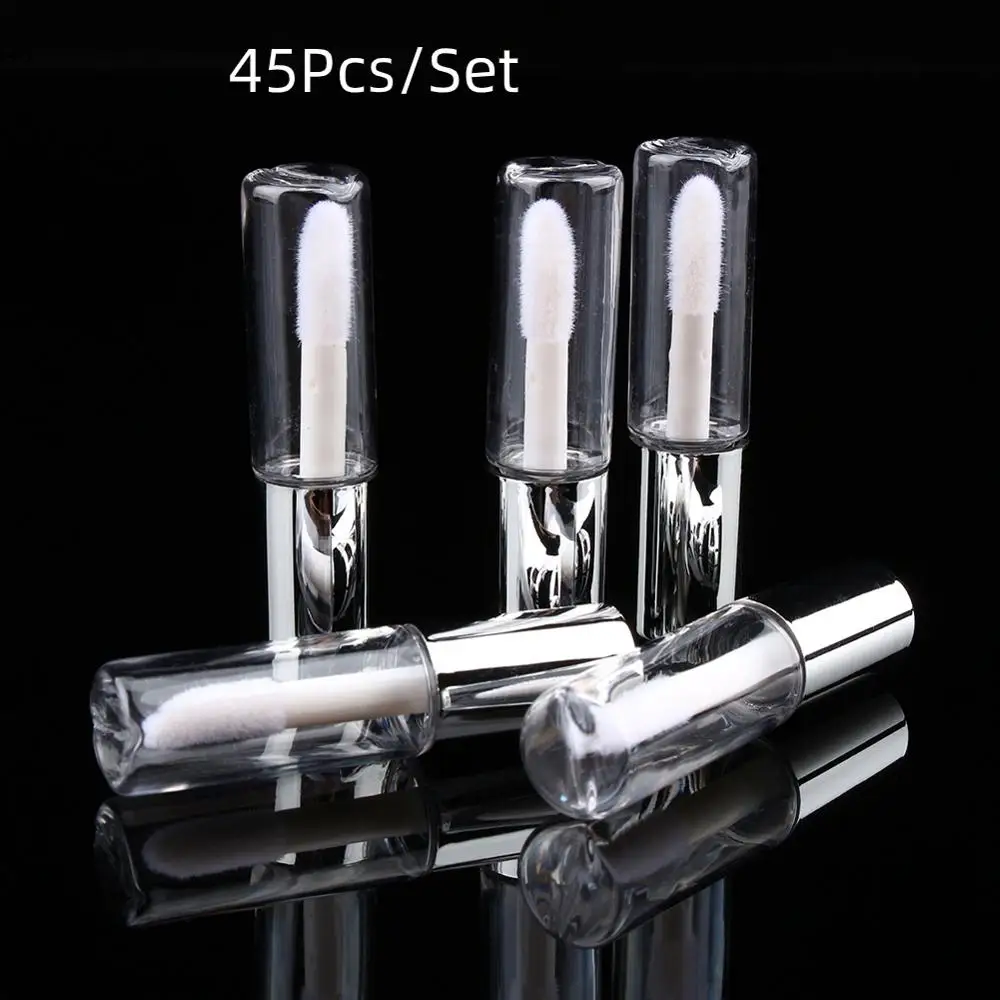 45 шт./лот 1 2 мл пустые прозрачные PE блеск для губ трубки косметический контейнер