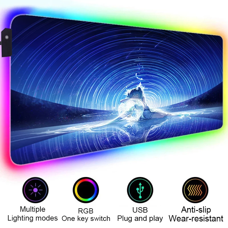 

Anime Vocaloid Mouse Pad Rgb Desk Mat Kawaii Gaming Setup Accessories Gamer Keyboard Computer Table Mousepad Xl Backlit Mousepad