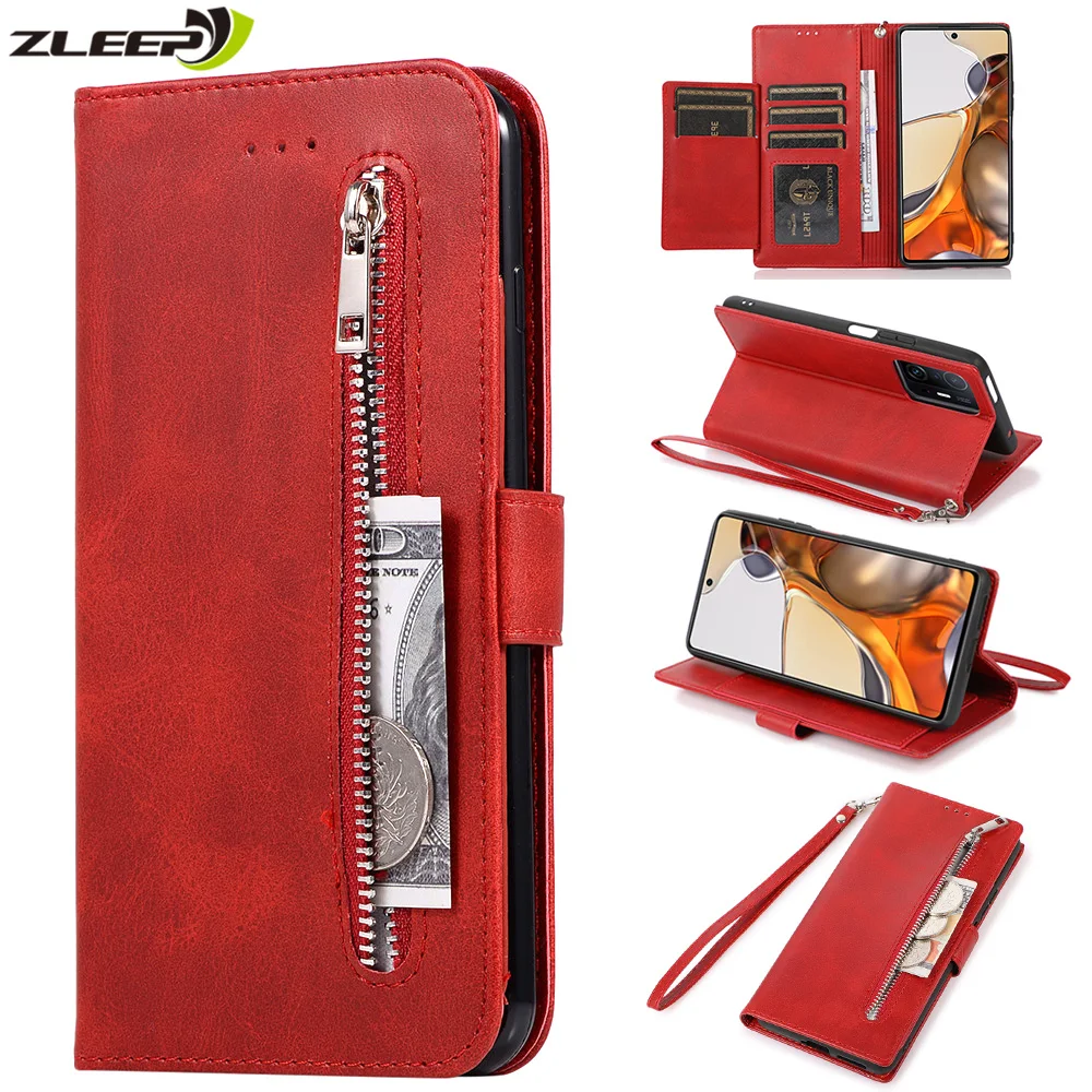 

Zipper Wallet Case For Xiaomi Poco F3 X3 NFC 11T Lite Xiomi Redmi Note 11 10 9 S K30 Pro Max Leather Flip Cards Phone Bags Cover