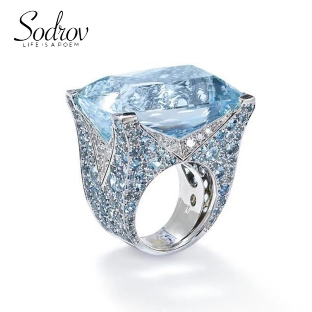 

Преувеличенный модный Небесно-Голубой квадратный циркон кольцо сапфировое кольцо оптовая продажа Роскошные ювелирные изделия для женщин ...