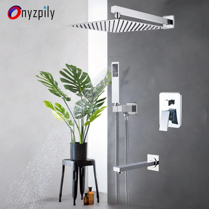 Onyzpily набор душевых смесителей настенное крепление Скрытый Ванная комната дождь