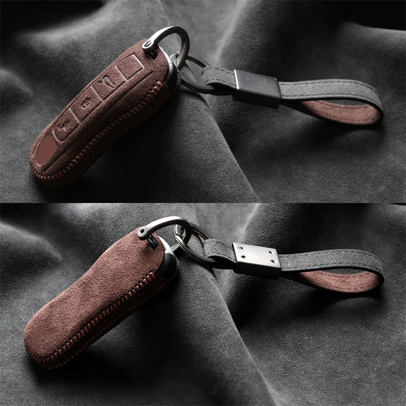 Замшевый Кожаный Автомобильный смарт-чехол для ключей с дистанционным