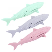 silicone cat chew toys pet catnip molar teeth cleaning simulation fish shape training interactive toy for cat wagging supplies