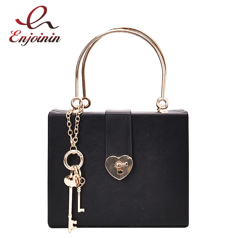 Женская сумка из искусственной кожи с пряжкой в форме сердца черная через плечо