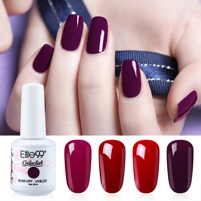Набор гель лаков Elite99 цветов для ногтей (4 шт.) Полупостоянный отмачиваемый УФ лак