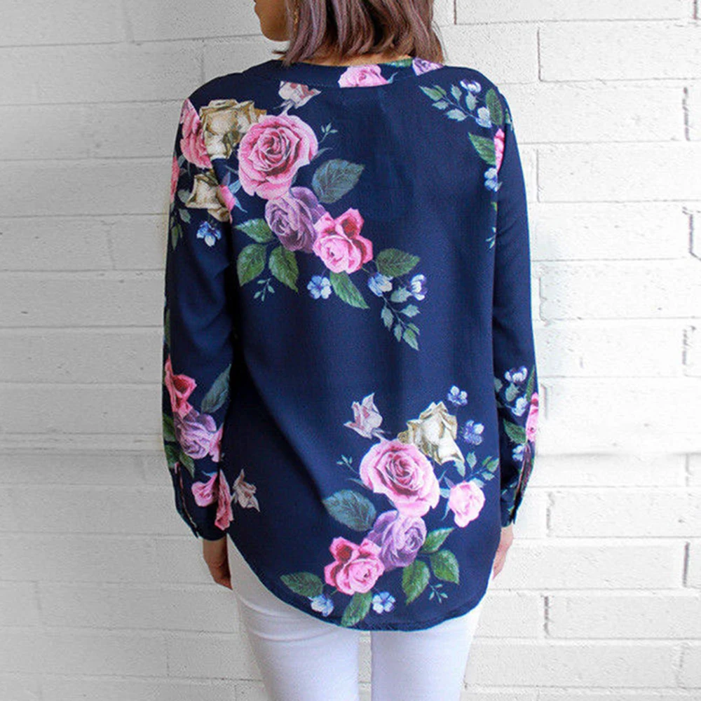 HEFLASHOR Lady Casual Floral Printed Tops Shirt Fashion Women Summer Loose Top 3/4 Sleeve V-neck Blouse Women's Leaf Print |