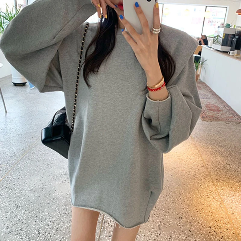 GALCAUR/Повседневная Женская толстовка в стиле пэчворк с круглым вырезом и длинными