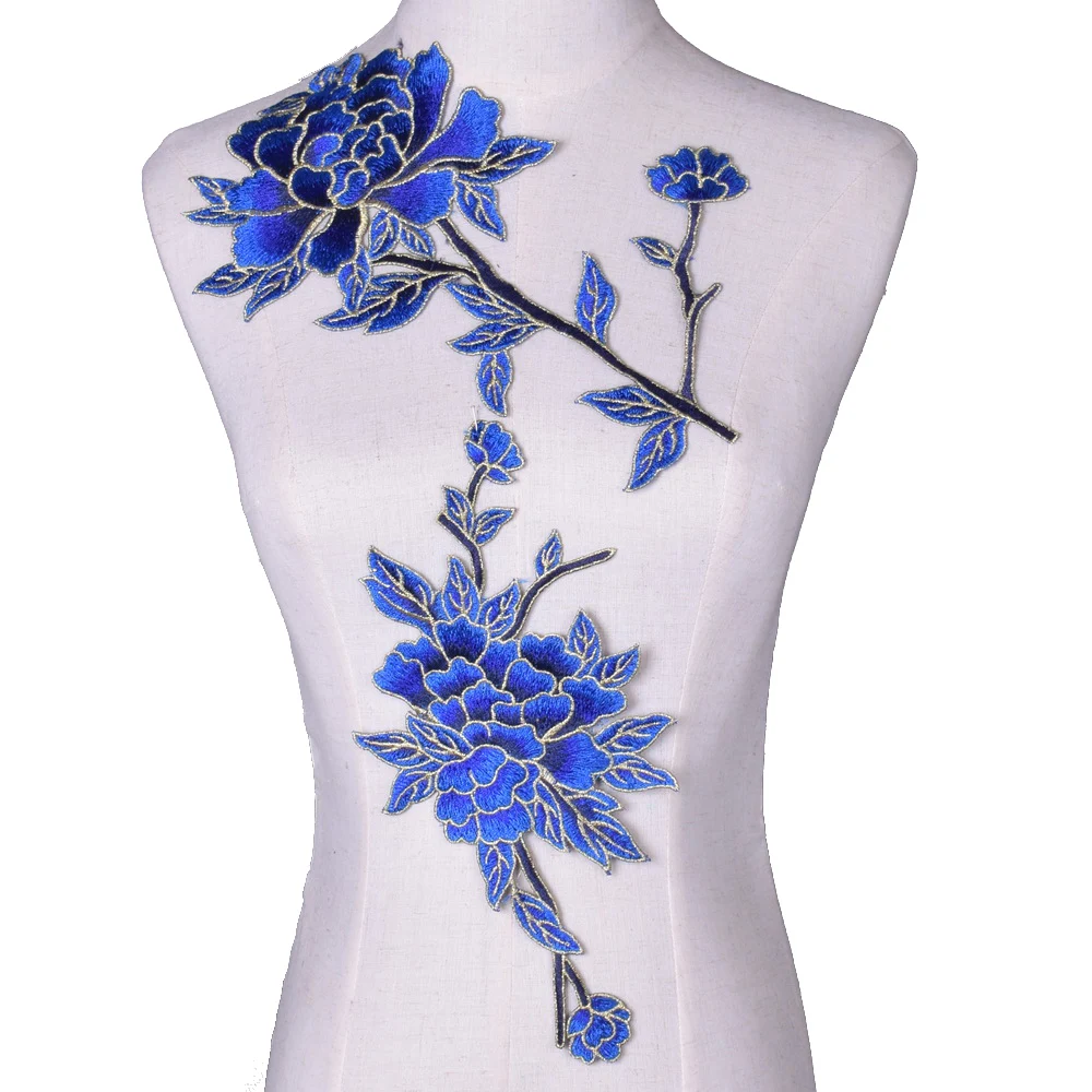 

2Pcs Flowers Embroidery Patch Costume For Wedding/Evening Dress Clothing Sew On Patches Floral Lace Fabric Applique Scrapbooking