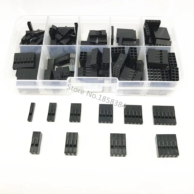 130 шт набор Dupont с коробкой 1 P/2 P/3 P/4 P/5 P/6 P/2*2/2*3/2*4/2 * 5Pin корпус пластиковый терминал