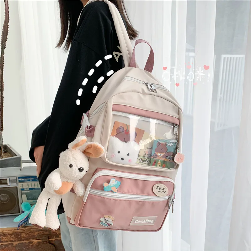 

Computer Bag Kawaii Nylon Girl Backpack Fashion Waterproof Rucksack For Teen School Bag Cute Student Bookbag Travel Laptop Bag