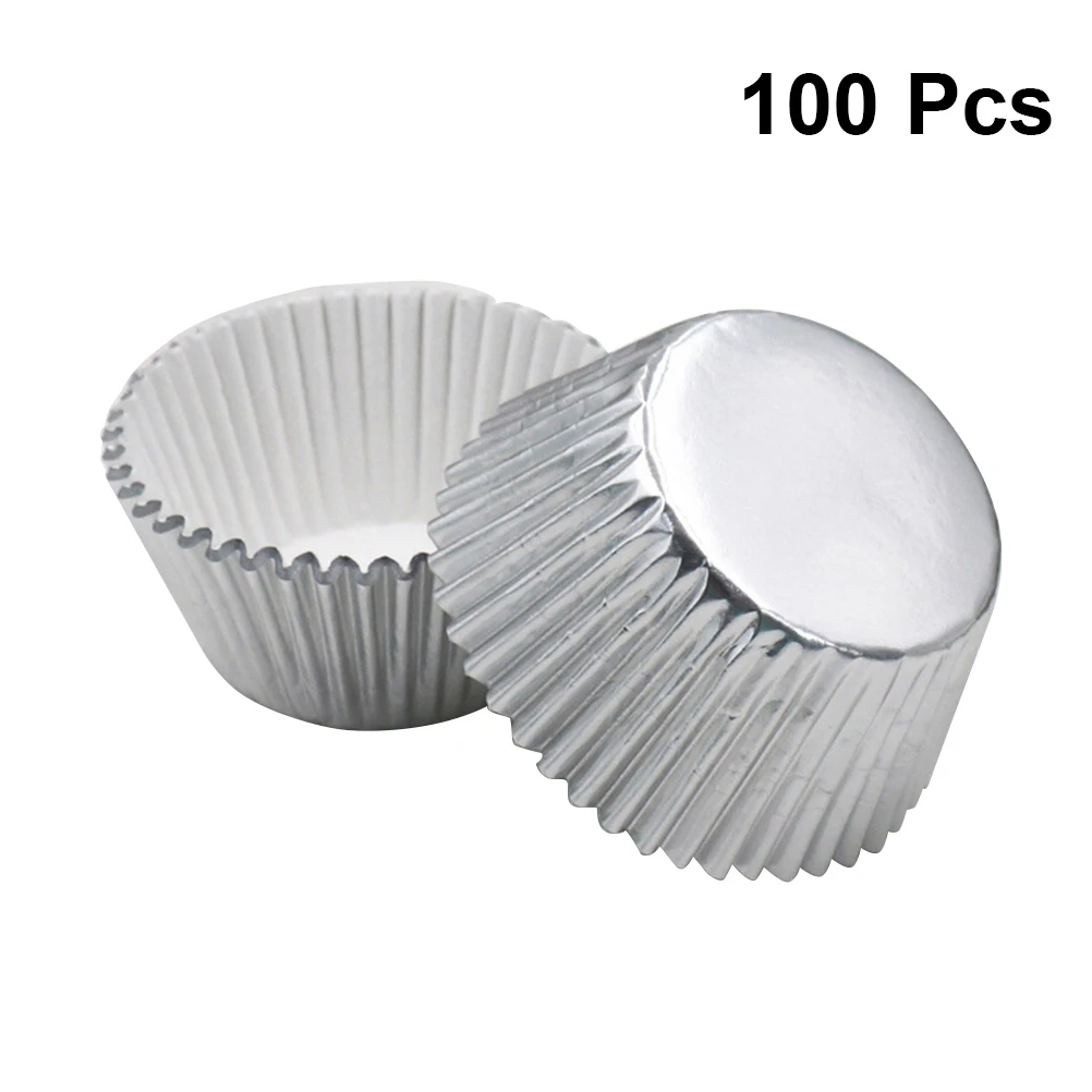 100 шт. алюминиевые утолщенные фольгированные чашки подкладки для капкейков мини