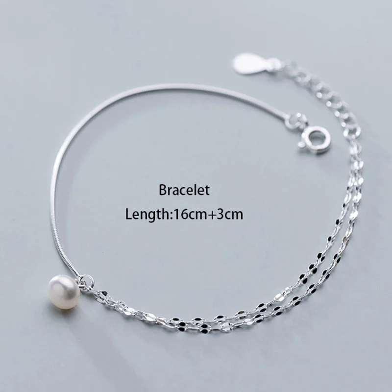 Bracelet Trustdavis 925 пробы Серебряный искусственный жемчуг двойной слой ножной браслет для женщин Мода Серебро 925 ювелирные изделия DA408 - Окраска металла: Bracelet