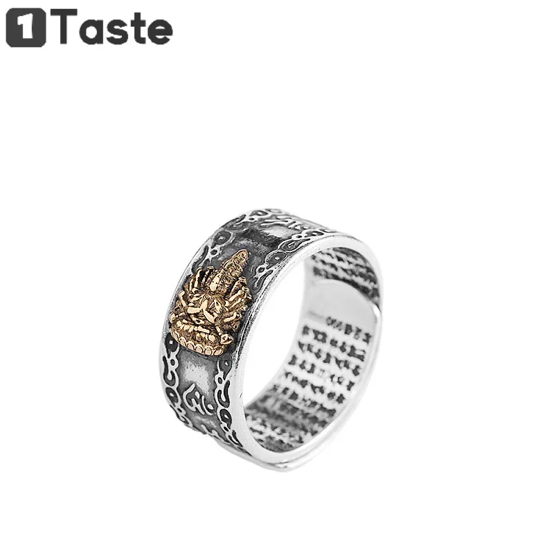

ONE TASTE Real Solid 999 Silver Rings For Men Women One Thousand Hands Guanyin Avalokitesvara Rings Buddahism Jewelry Lucky Ring