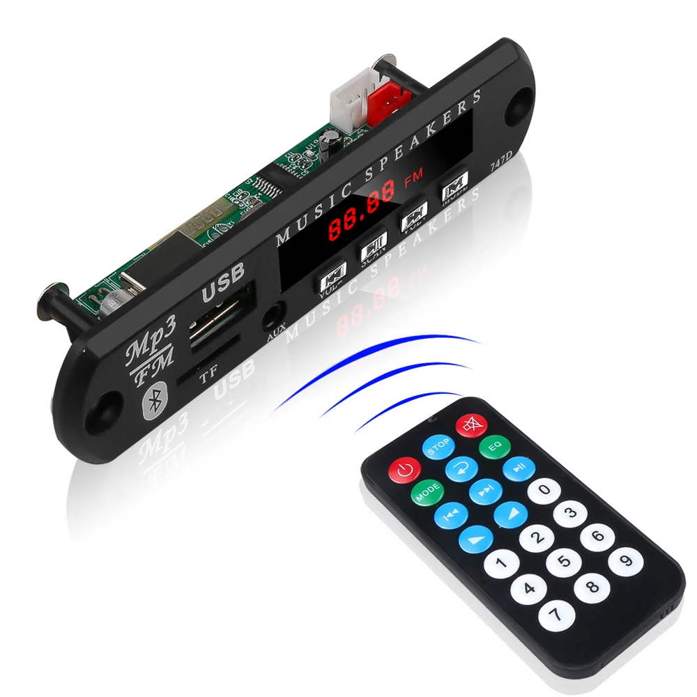 Kebidu DIY Bluetooth MP3 декодер плата модуль 5 в 12 В USB TF fm-радио модуль беспроводной MP3-плеер с функцией записи автомобильный комплект